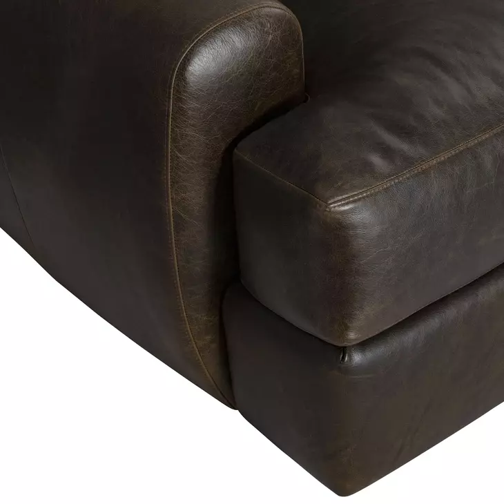 Cameron Brown Leather 97" Sofa with Pillow