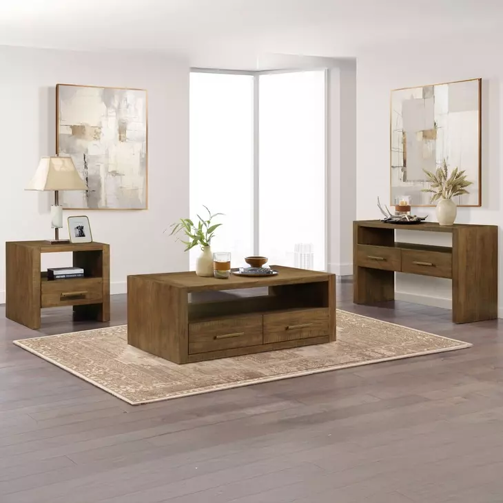 Garland Brown Rectangular Wood Top Ocassional Table