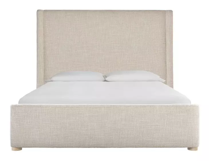 Voyage Beige and White Oak Queen Upholstered Daybreak Panel Bed