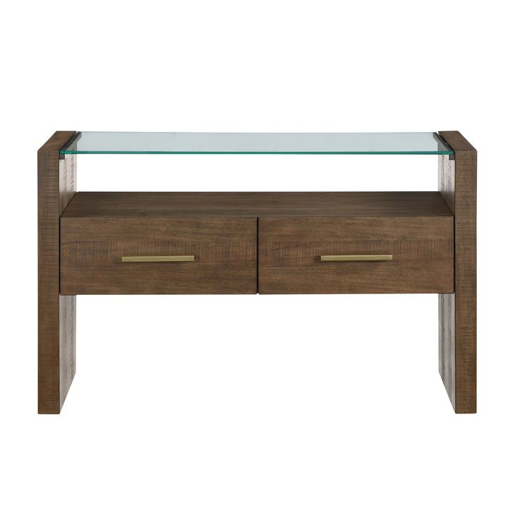 Garland Toffee Rectangular Glass Top Sofa Table