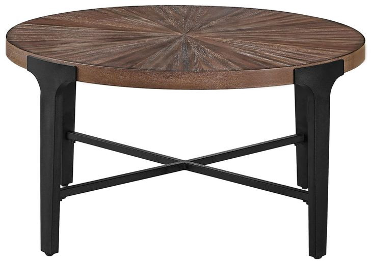 Chevron Brown 36" Round Coffee Table