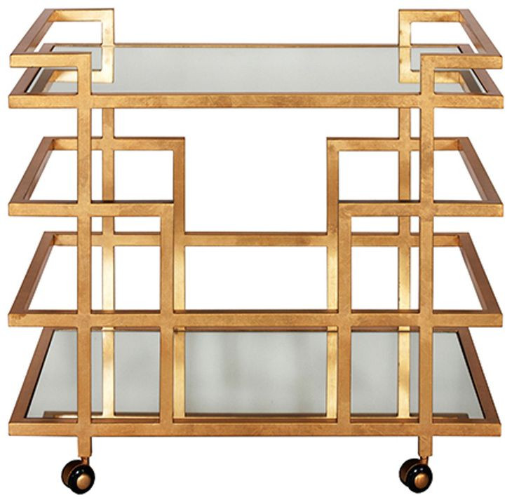 Ireland Gold Leaf Linear Bar Cart