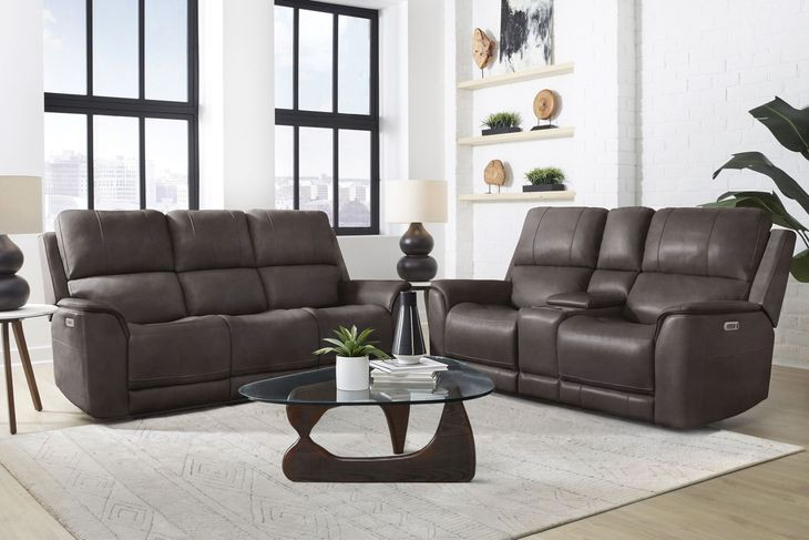 Easton Steamboat Brown Leather 86" Zero Gravity Power Reclining Sofa with USB Charging