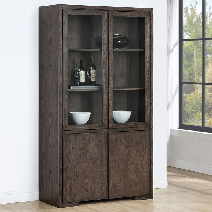 Evan Brown Glass 4 Door Curio Cabinet