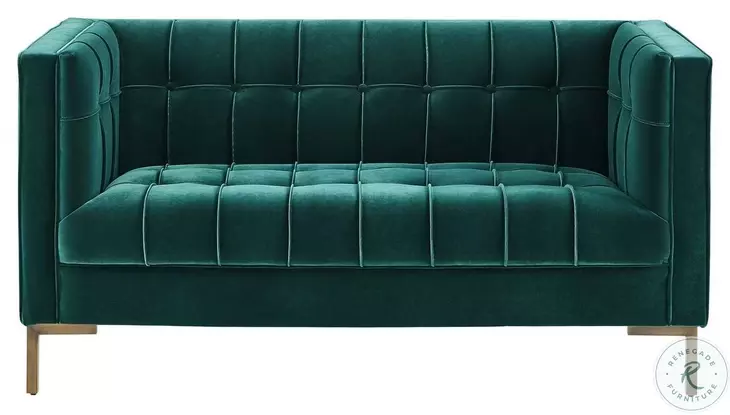 Isaac Emerald Green Velvet Loveseat