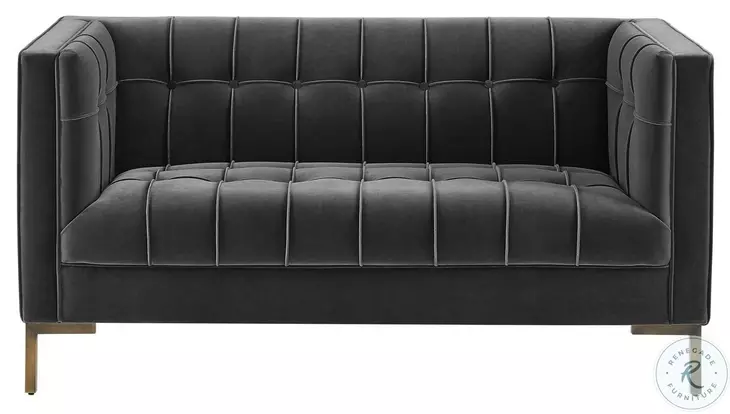 Isaac Moonlight Gray Velvet Loveseat