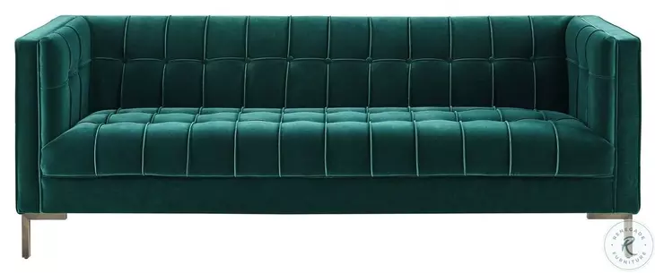 Isaac Emerald Green Velvet Sofa