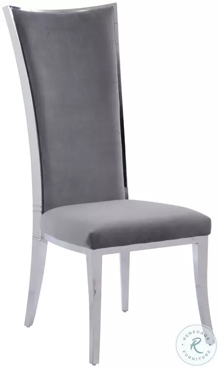 Glenda White Gloss Extendable Dining Room Set with Isabel Tall Back Side Chair Set of 2