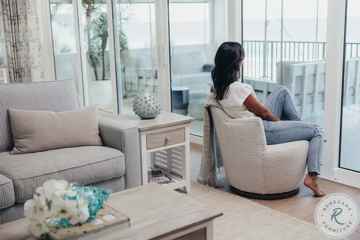 Island Haven Dapple Grey and Blanc Rectangular End Table