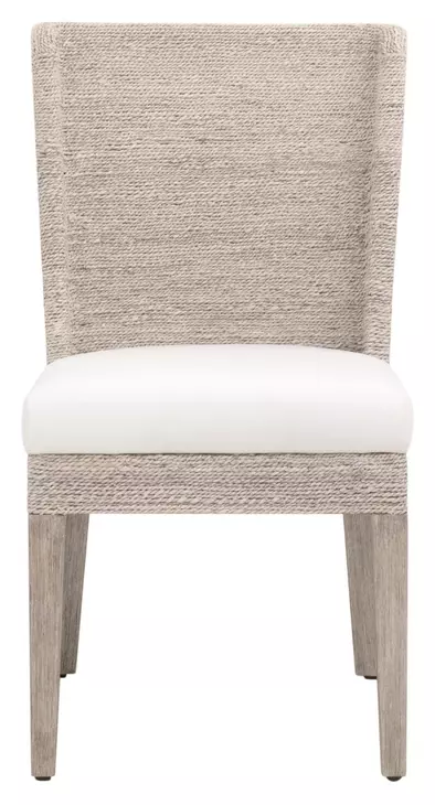 Woven Peyton Pearl Performance Fabric Upholstered Isle Dining Chair Set of 2