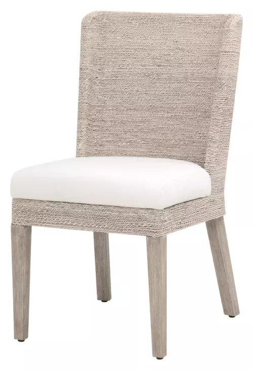 Woven Peyton Pearl Performance Fabric Upholstered Isle Dining Chair Set of 2