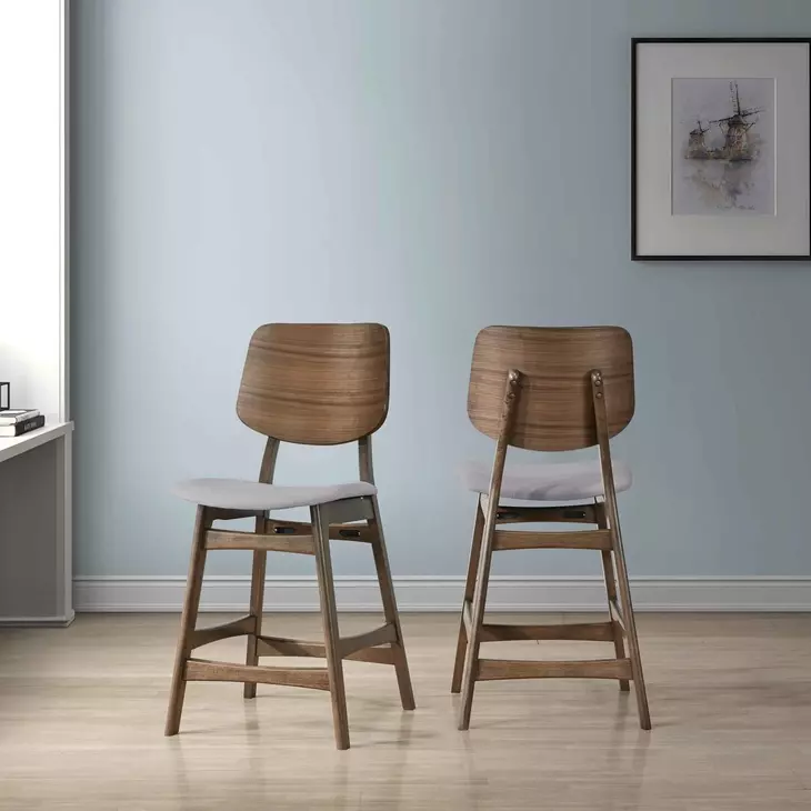 Oscar Dark Gray Upholstered Counter Height Chair Set of 2