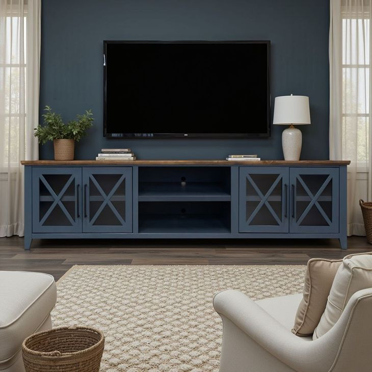 Ithaca Blue and Bourbon 96" TV Stand