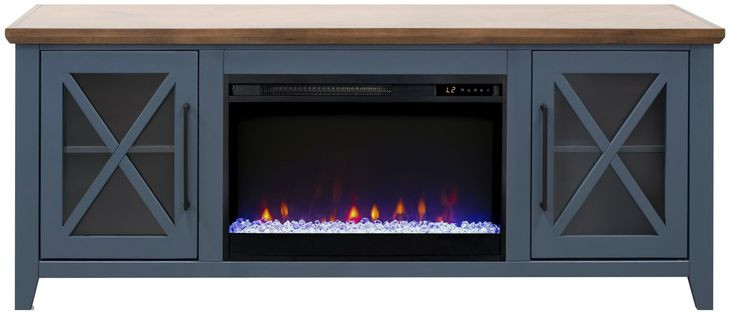 Ithaca Blue and Bourbon 66" TV Stand with Fireplace