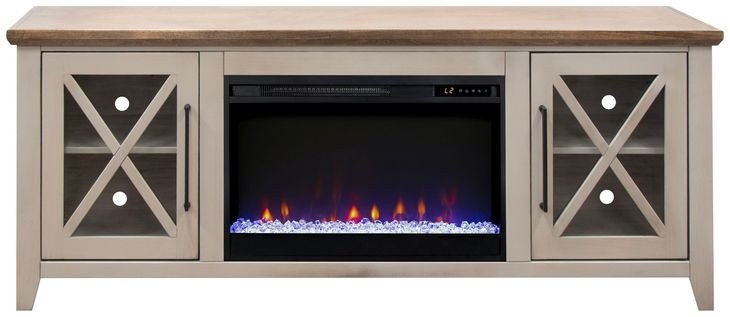 Ithaca Sandstone and Bourbon 66" TV Stand with Fireplace