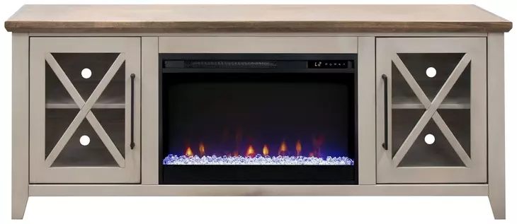 Ithaca Sandstone and Bourbon 66" TV Stand with Fireplace