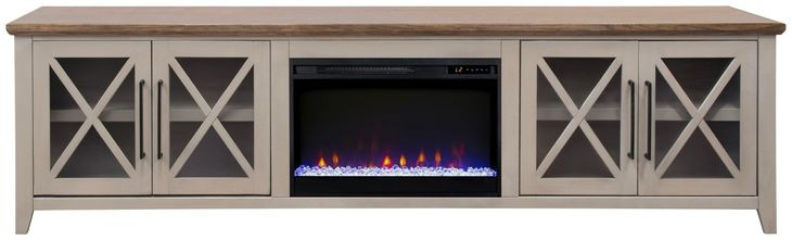 Ithaca Sandstone and Bourbon 96" TV Stand with Fireplace