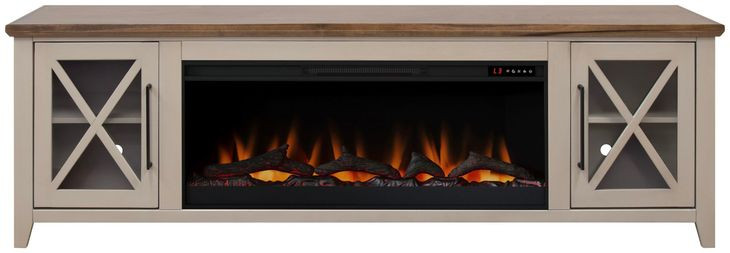 Ithaca Sandstone and Bourbon 83" TV Stand with Fireplace