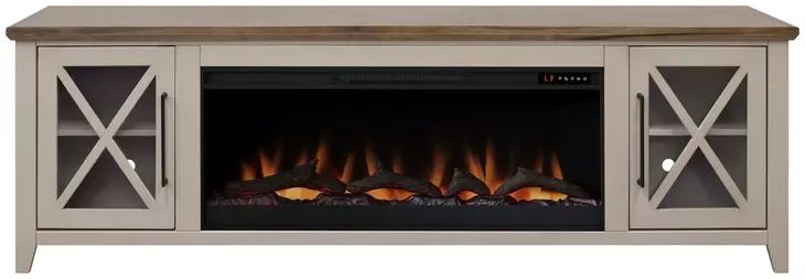 Ithaca Sandstone and Bourbon 83" TV Stand with Fireplace