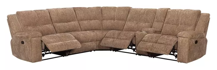 Bronco Plush Tobacco 6 Piece Modular Reclining Sectional with Console and USB Charging