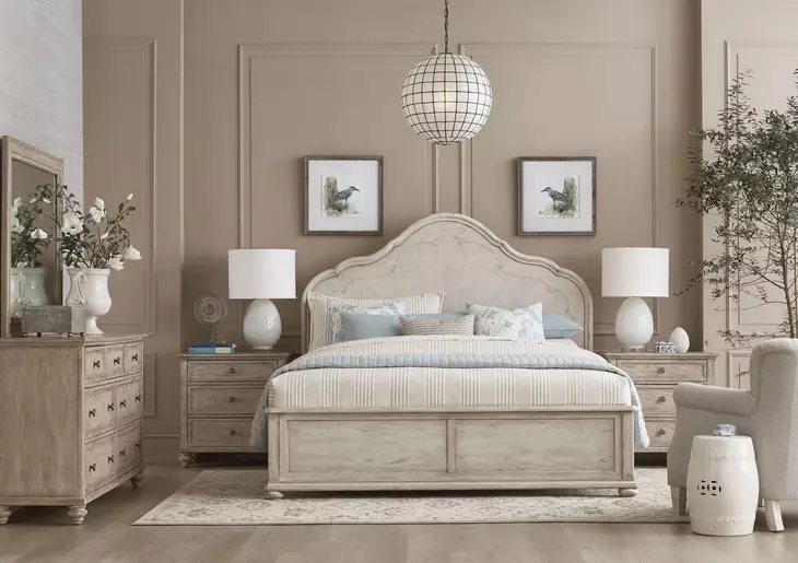 Cambric Breve 7 Drawer Miriam Dresser with Rectangular Landscape Mirror