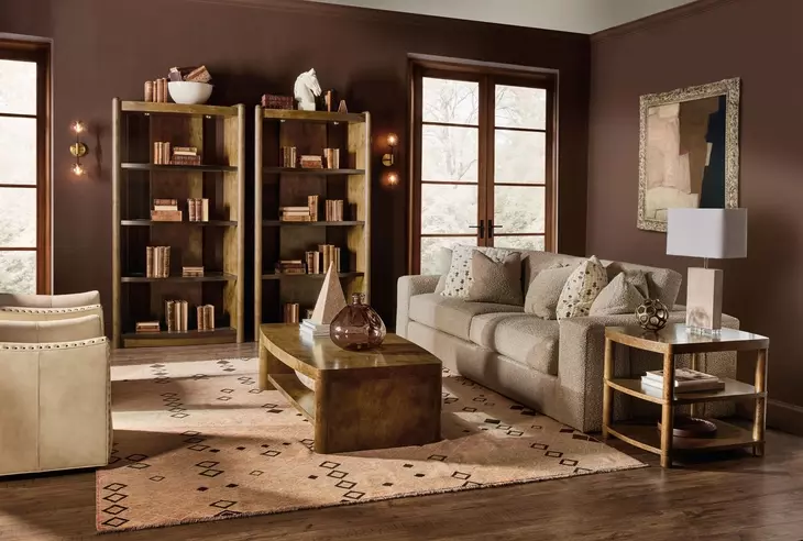 Melange Rich Golden Brown Romano Etagere with LED
