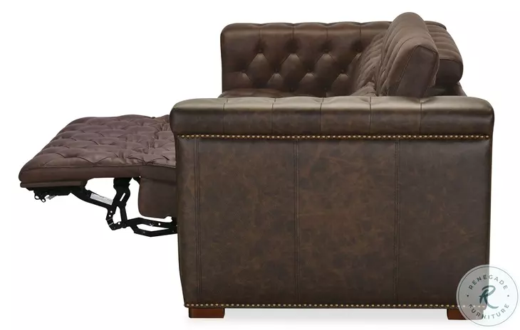 Sorelline Deux West Saddlewood Leather Loveseat with Power Recliners And Power Headrests