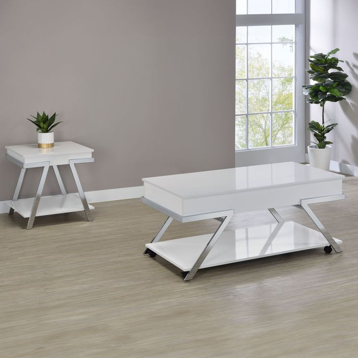 Zena White Lift Top Occasional Table Set