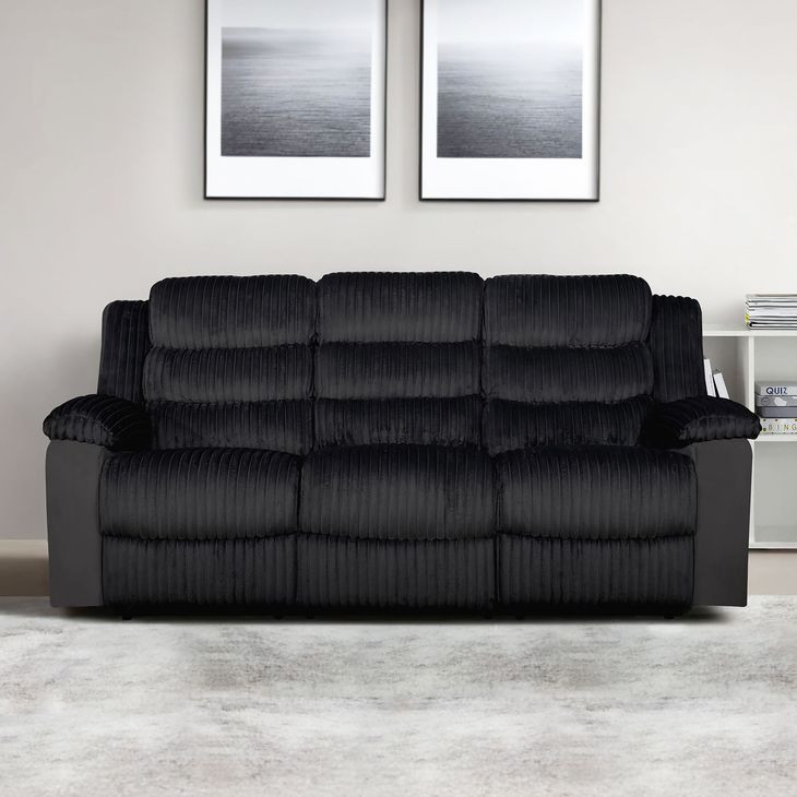 Willow Black 86" Sofa with Dual Recliner