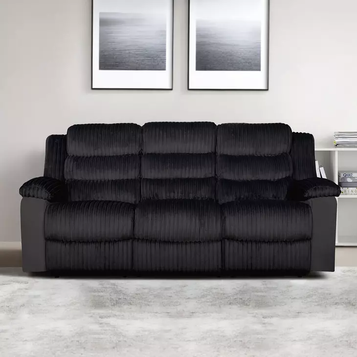 Willow Black 86" Sofa with Dual Recliner