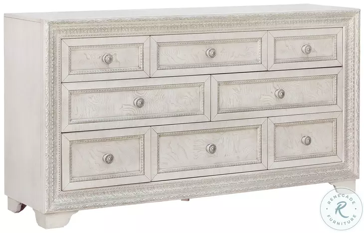 Luciana Semi Transparent Creamy White Panel Bedroom Set