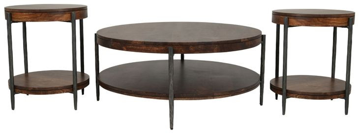 Bengal Hickory Brown Round Occassional Table Set