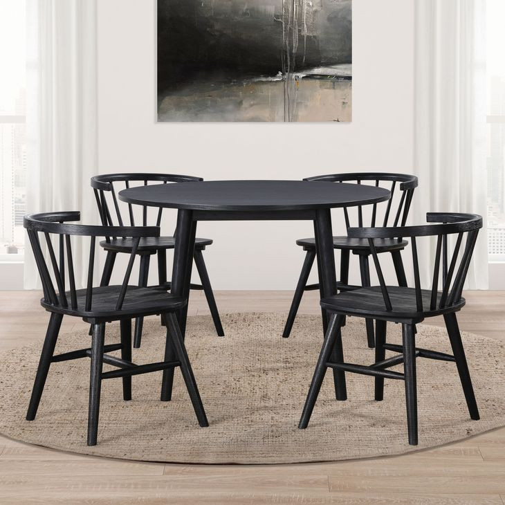 Willow Black Round Dining Room Set
