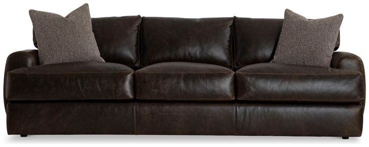 Cameron Black Leather 97" Sofa with Pillow
