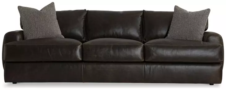 Cameron Brown Leather 97" Sofa with Pillow
