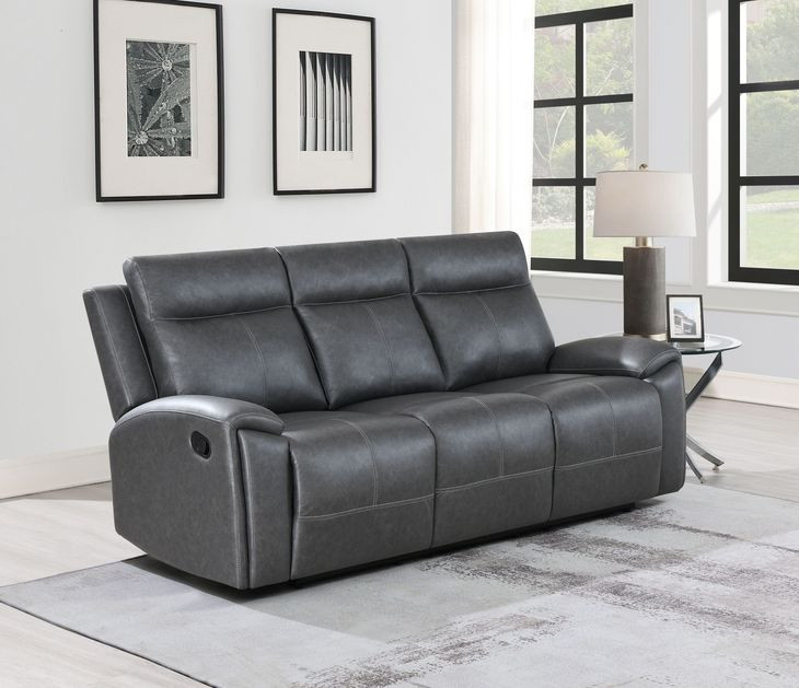 Gaston Gray 88" Manual Reclining Sofa with Drop-Down Console