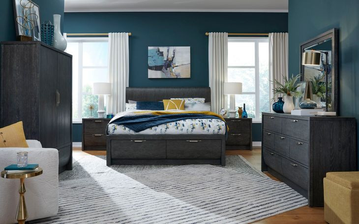Kinsley Black Heron King Storage Panel Bed