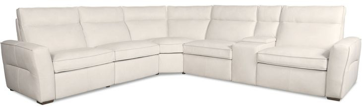 Vann White Leather 6 Piece Modular Power Reclining Sectional with Power Headrest