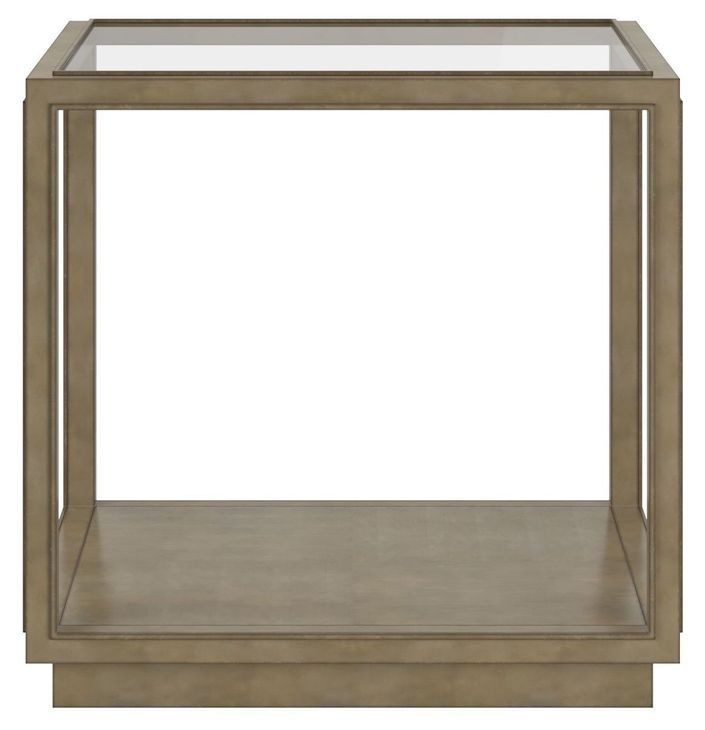 Glaze Gray Square Glass Top End Table