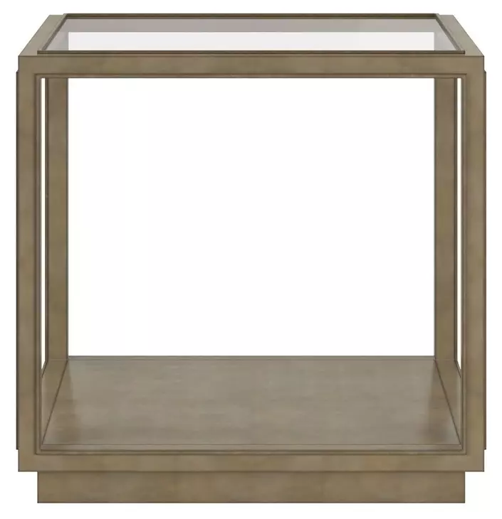 Glaze Gray Square Glass Top End Table