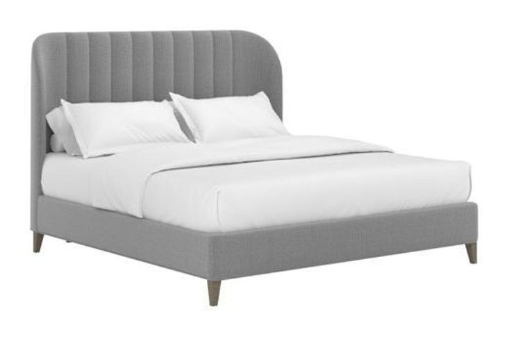 Dante Slate Performance Fabric Queen Upholstered Wide Channel Panel Bed