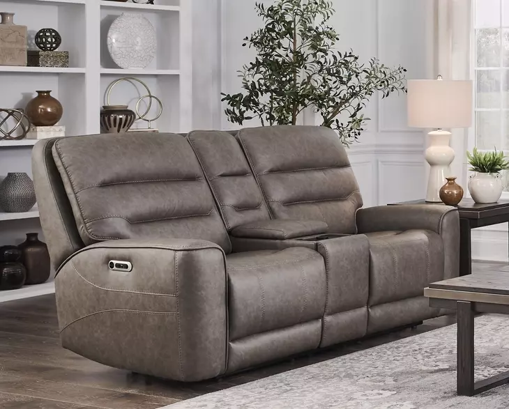 Lawmere Sydney Brunette 76" Zero Gravity Power Reclining Loveseat with Console and USB Charging