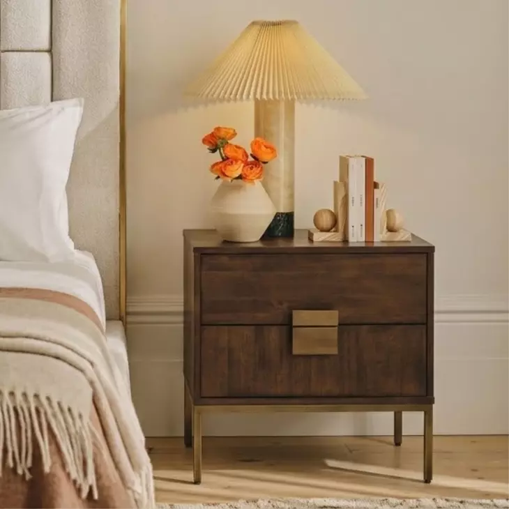 Emerald Antique Brass Nightstand