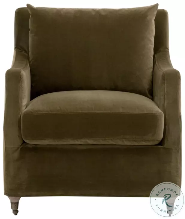 Jade Olive Velvet Slipcover Club Chair