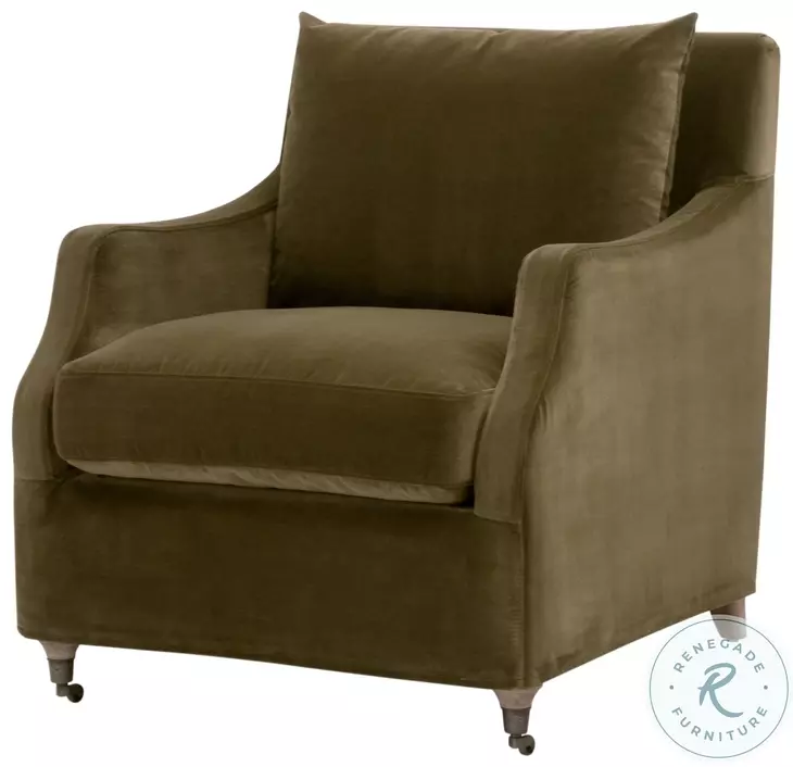 Jade Olive Velvet Slipcover Club Chair