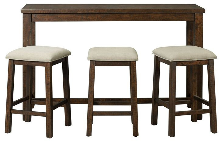 Dex Cream and Cherry Upholstered 4 Piece Bar Table Set with USB Charging