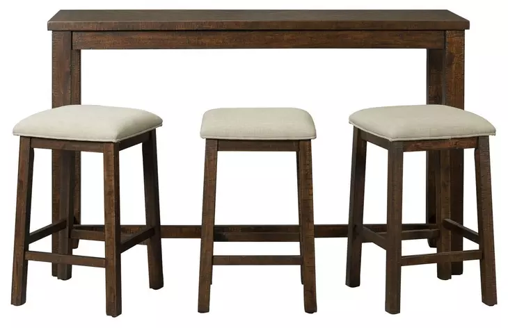 Dex Cream and Cherry Upholstered 4 Piece Bar Table Set with USB Charging