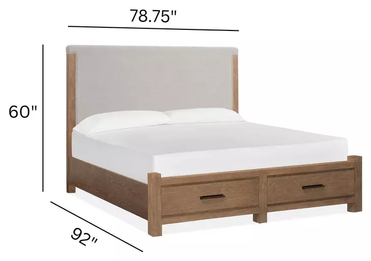 Foxrun Hollow Sierra Brown and Elite Dove California King Upholstered Storage Panel Bed