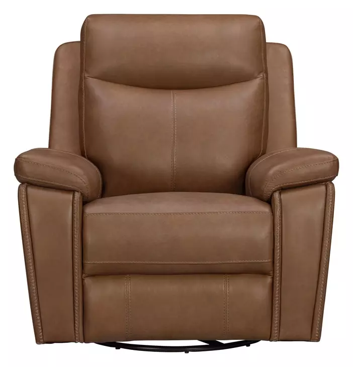 Sorrento Vintage Tan Leather Swivel Glider Dual Power Recliner with USB Charging