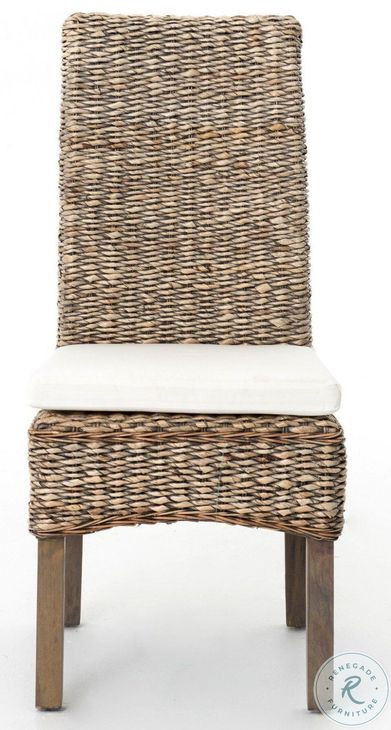 Banana Leaf Cream Chair With Grey Wash Cushion